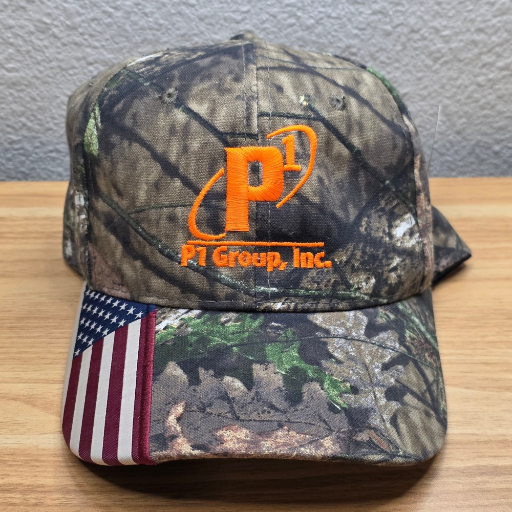 Mossy Oak P1 Group Inc Ball Cap Mens OSFA Camo Flag Brim Embroidered Strapback